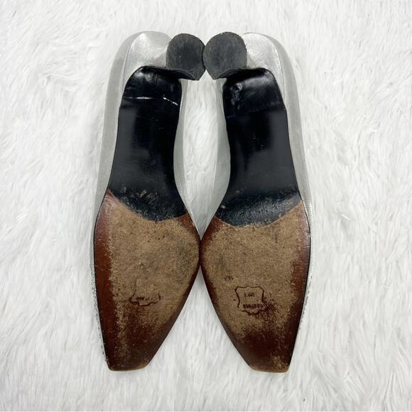 STUART WEITZMAN / vintage metallic silver jewel embellished pump heels / 6.5 - Picture 10 of 11